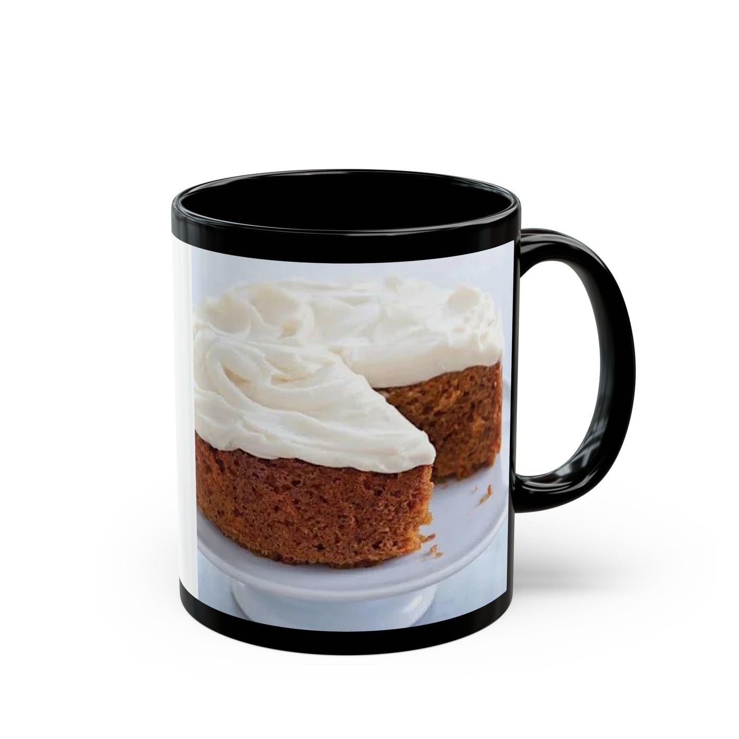 Black Ceramic Mug – Cake Design, Coffee & Tea Drinkware